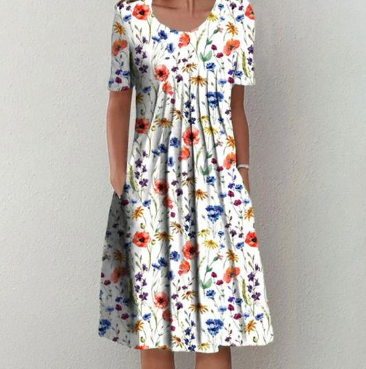 Weiches Damen Sommer Midikleid mit Muster