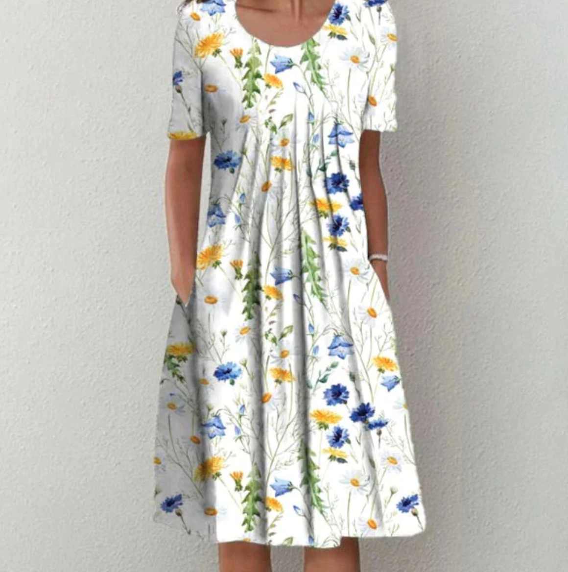 Weiches Damen Sommer Midikleid mit Muster