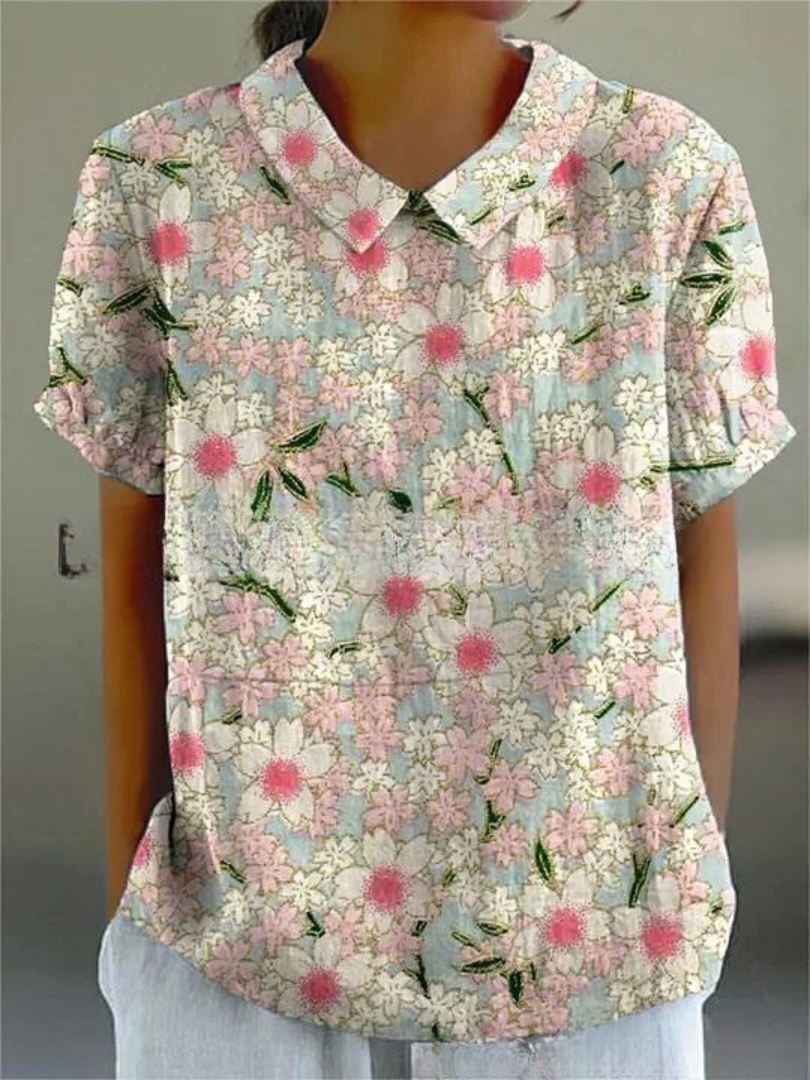 Lässige Damen Bluse mit Vintage Blumenmuster für den Sommer