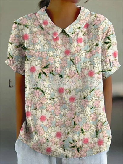 Lässige Damen Bluse mit Vintage Blumenmuster für den Sommer