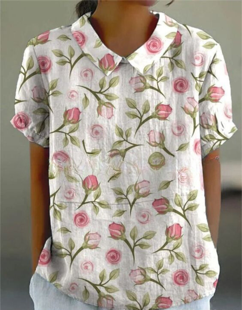 Lässige Damen Bluse mit Vintage Blumenmuster für den Sommer