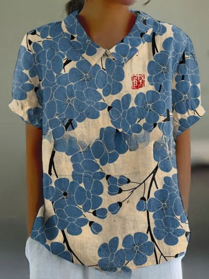 Lässige Damen Bluse mit Vintage Blumenmuster für den Sommer