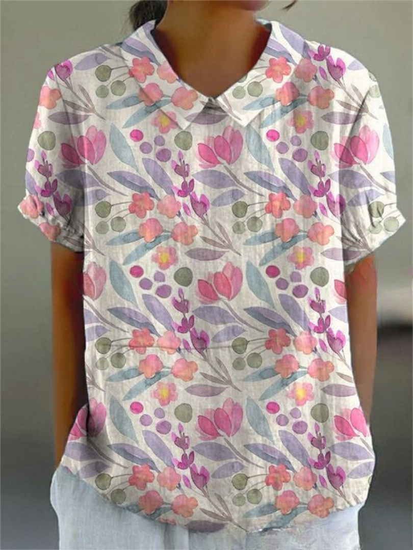 Lässige Damen Bluse mit Vintage Blumenmuster für den Sommer