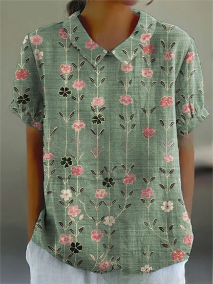 Lässige Damen Bluse mit Vintage Blumenmuster für den Sommer