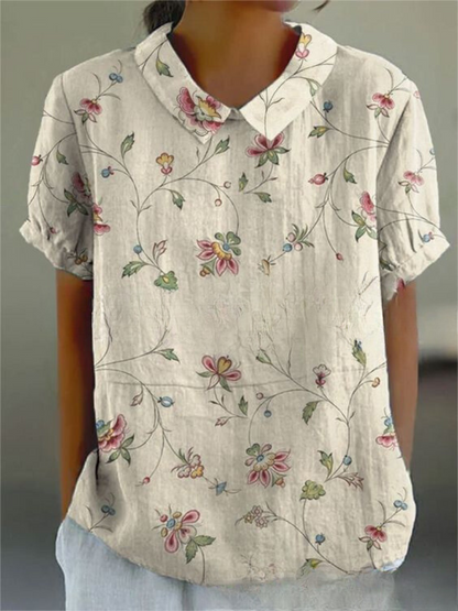 Lässige Damen Bluse mit Vintage Blumenmuster für den Sommer
