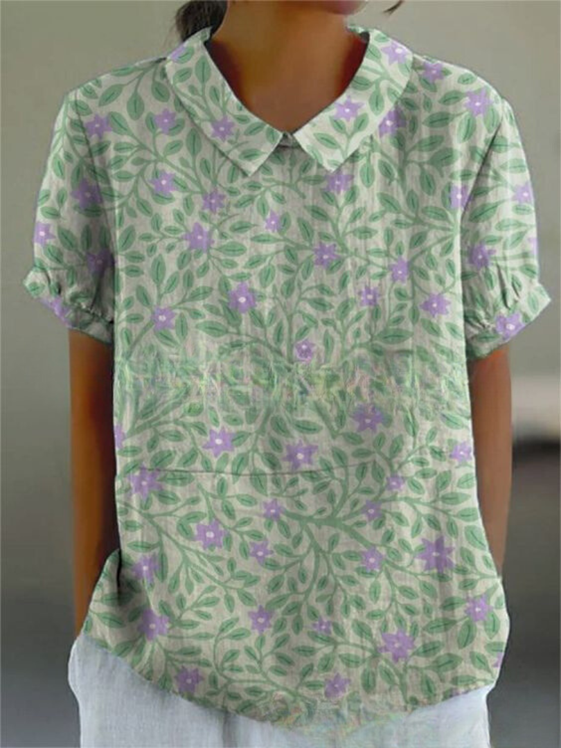 Lässige Damen Bluse mit Vintage Blumenmuster für den Sommer