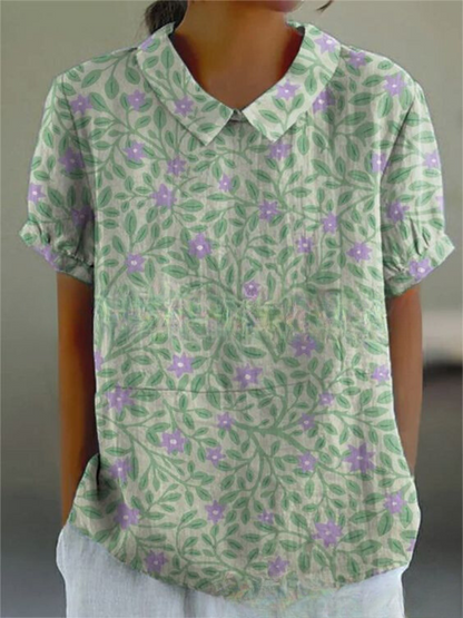 Lässige Damen Bluse mit Vintage Blumenmuster für den Sommer