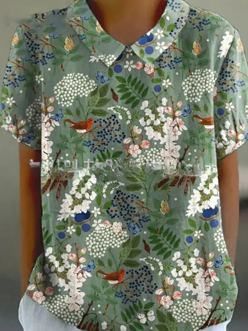 Lässige Damen Bluse mit Vintage Blumenmuster für den Sommer