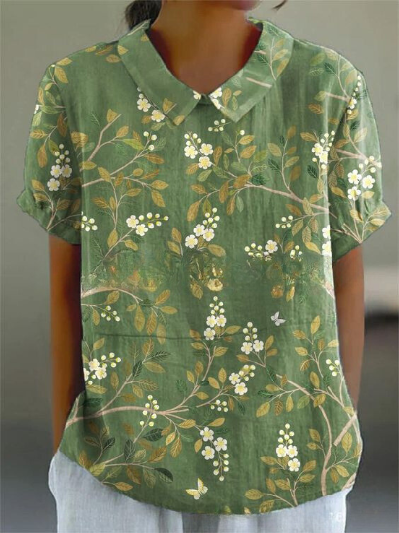 Lässige Damen Bluse mit Vintage Blumenmuster für den Sommer