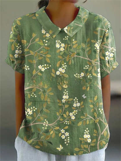 Lässige Damen Bluse mit Vintage Blumenmuster für den Sommer