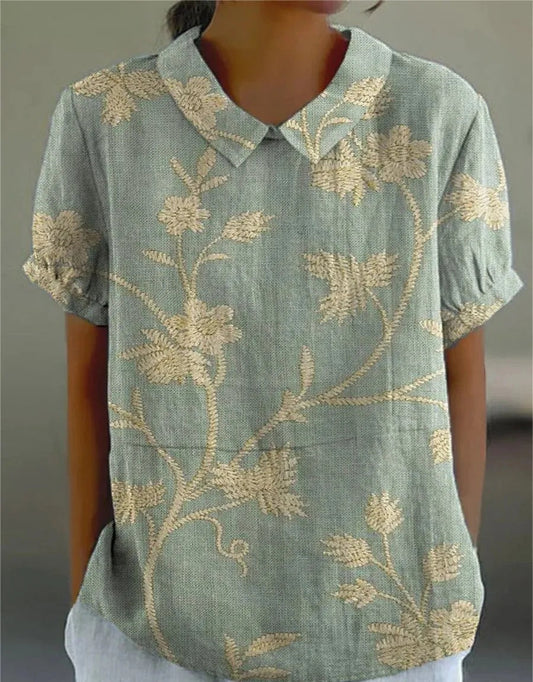 Lässige Damen Bluse mit Vintage Blumenmuster für den Sommer