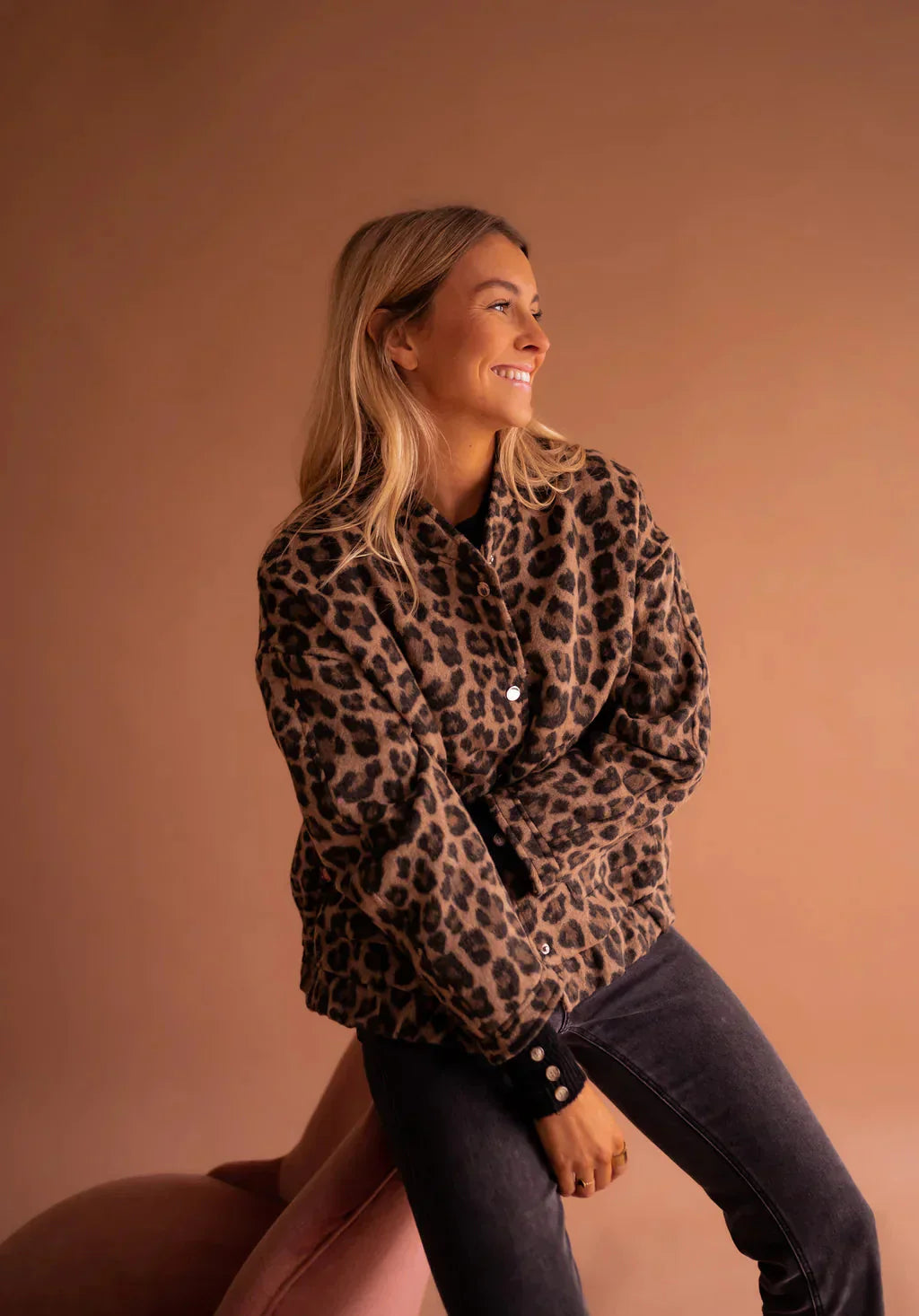 Damen Bomber Winterjacke | Leopard-Print