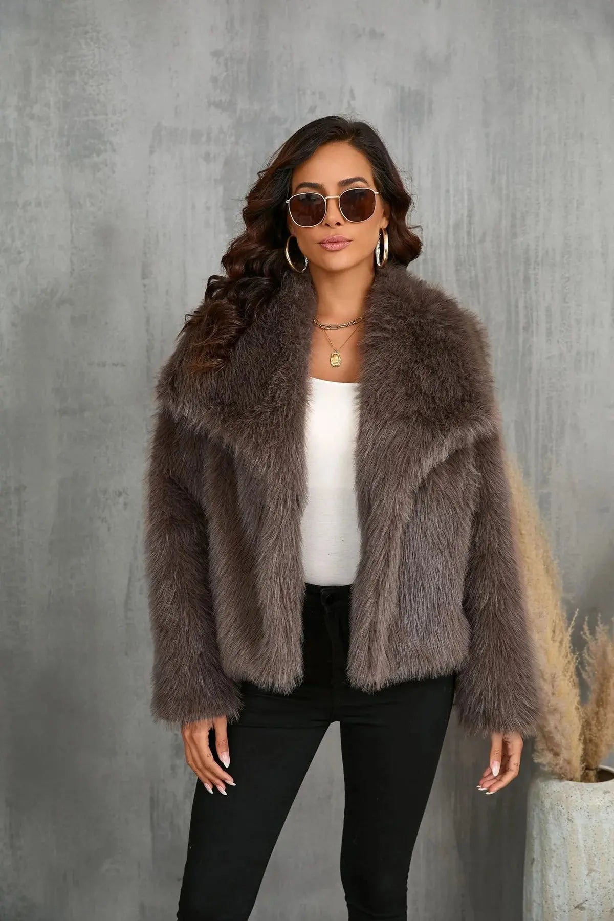 Damen Kurz Winterjacke | Faux Fur