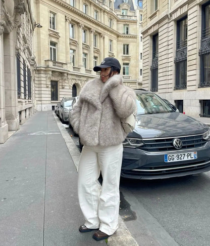 Damen Kurz Winterjacke | Faux Fur