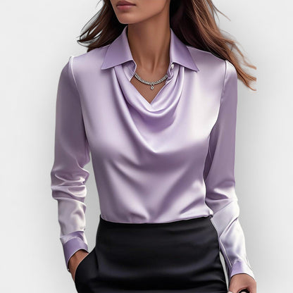 Damen Elegant Satin Bluse | Glitzer