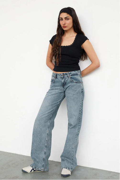 Damen Stretch Baggy Jeans | Lang