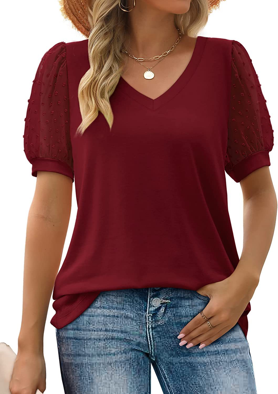 Elegante Leinenbluse mit V-Ausschnitt für Damen – Anna