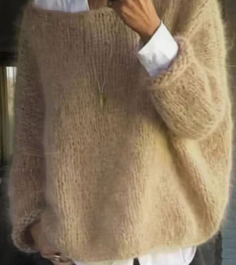 Damen Oversize Strick Pullover | Lang