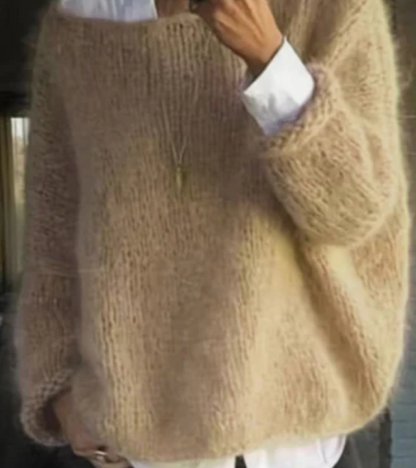 Damen Oversize Strick Pullover | Lang