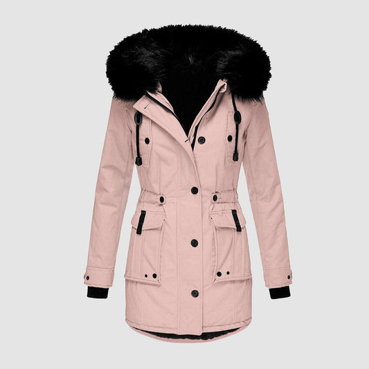 Damen Lange Winterjacke | Mit Kunstfellbesatz