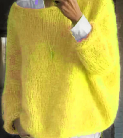 Damen Oversize Strick Pullover | Lang