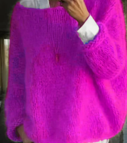 Damen Oversize Strick Pullover | Lang