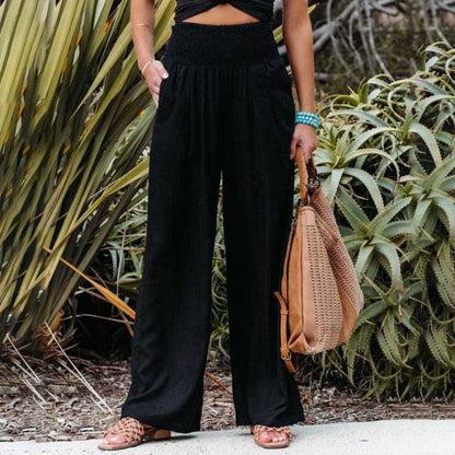 Lässige Leinenhose mit weitem Bein für Damen – Laura