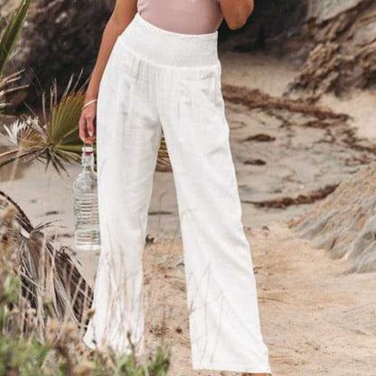 Lässige Leinenhose mit weitem Bein für Damen – Laura