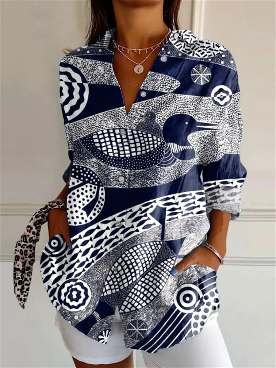 Damen Bedruckte Bluse | Langarm