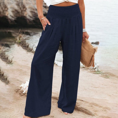 Lässige Leinenhose mit weitem Bein für Damen – Laura