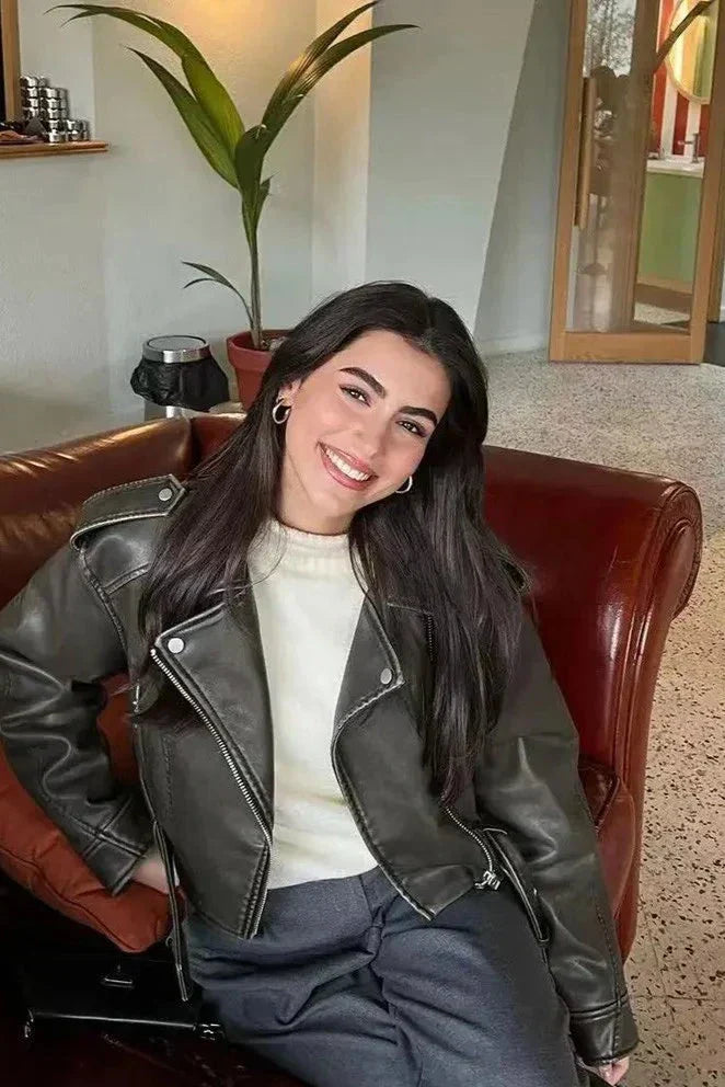 Damen Biker Winterjacke | Kurz