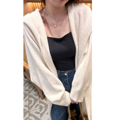 Langer Strickcardigan mit Kapuze für Damen – Ilaria