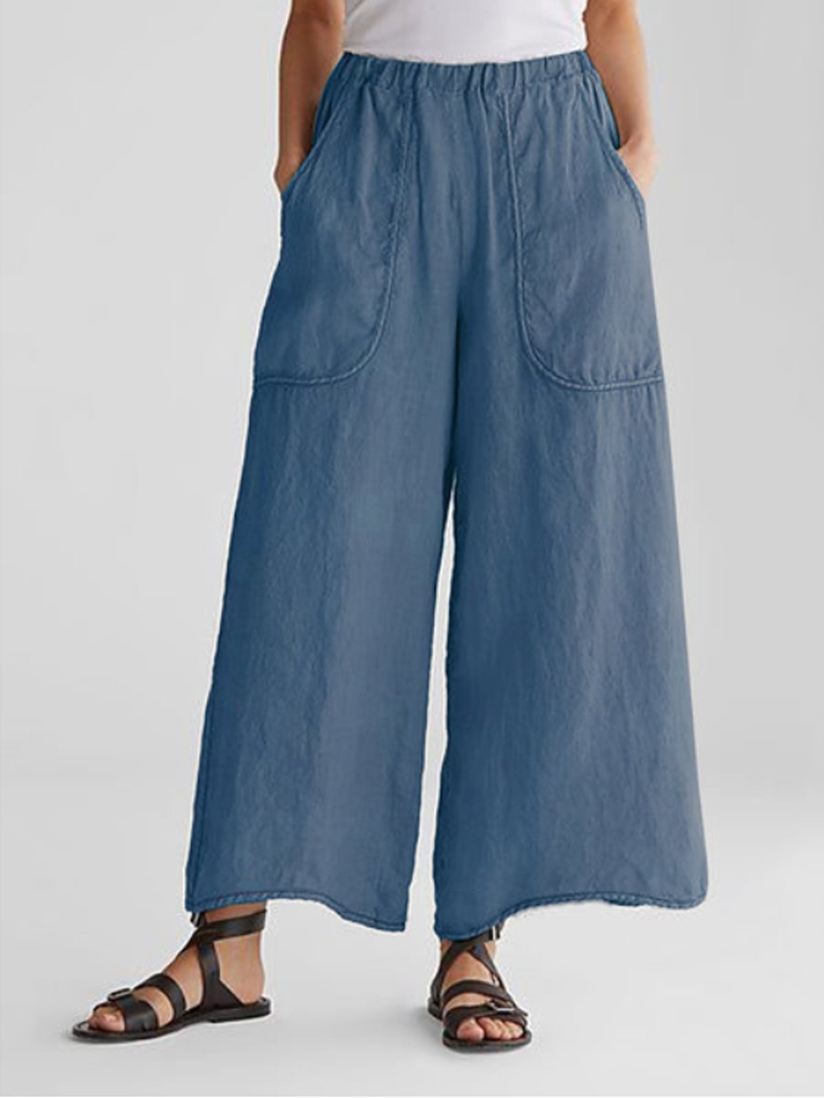 Bequeme Weite Leinenhose mit großen Taschen – Laura