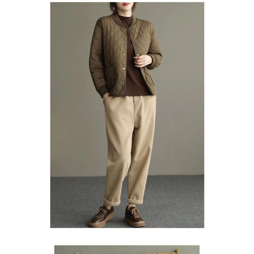 Gesteppt Jacke mit Knopfleiste und Taschen für Damen – Noemi