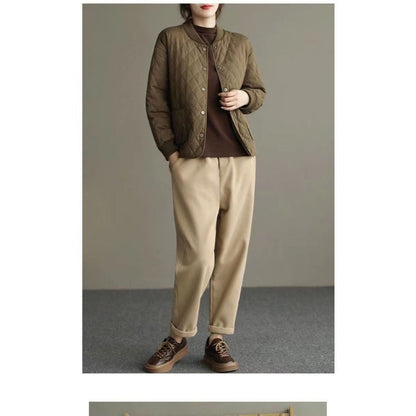 Gesteppt Jacke mit Knopfleiste und Taschen für Damen – Noemi