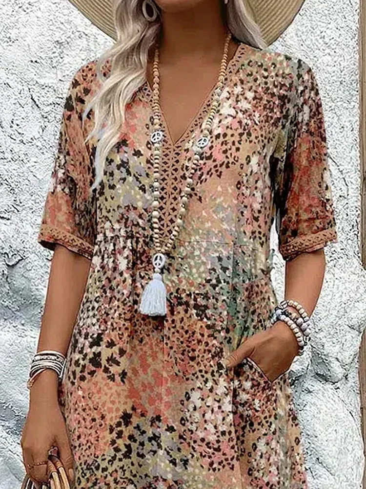 Weiches Sommer Midikleid mit V-Ausschnitt für Damen