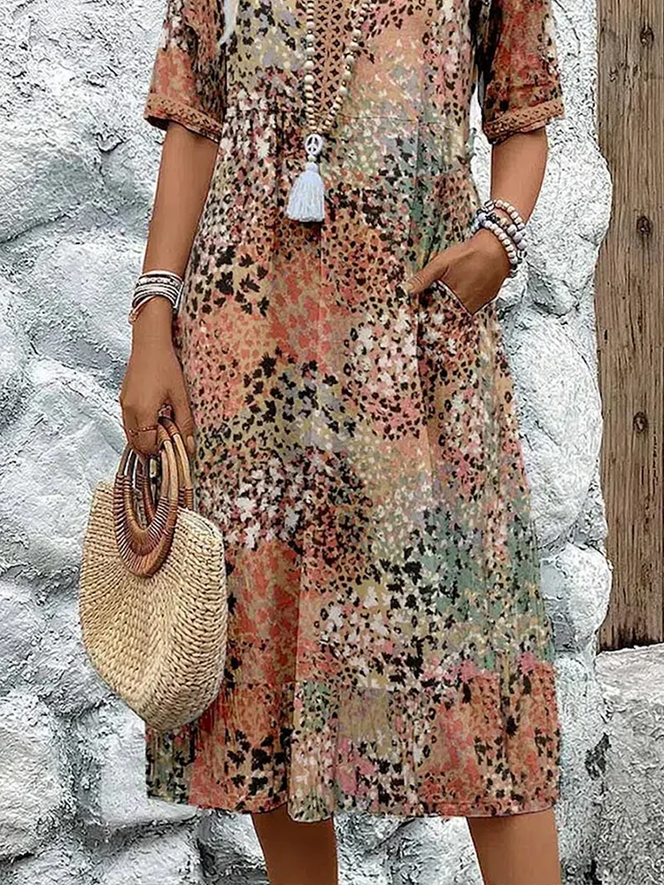 Weiches Sommer Midikleid mit V-Ausschnitt für Damen
