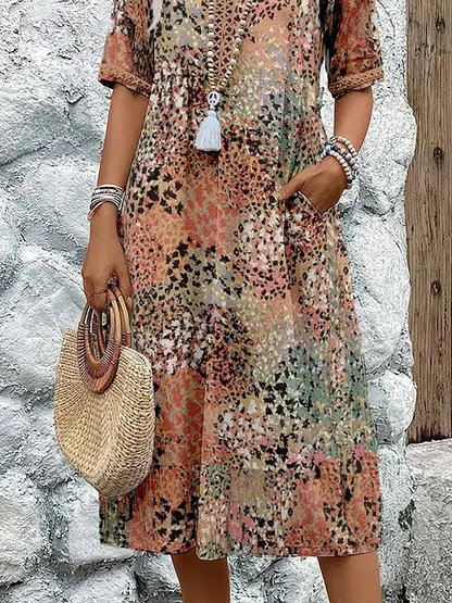 Weiches Sommer Midikleid mit V-Ausschnitt für Damen