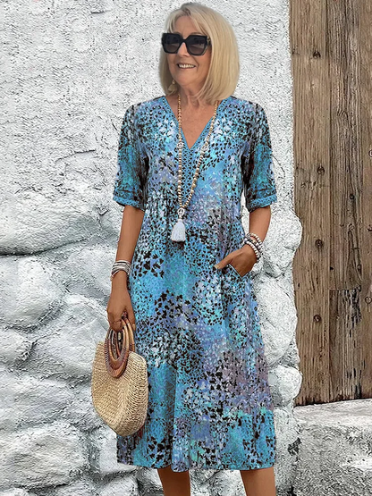 Weiches Sommer Midikleid mit V-Ausschnitt für Damen