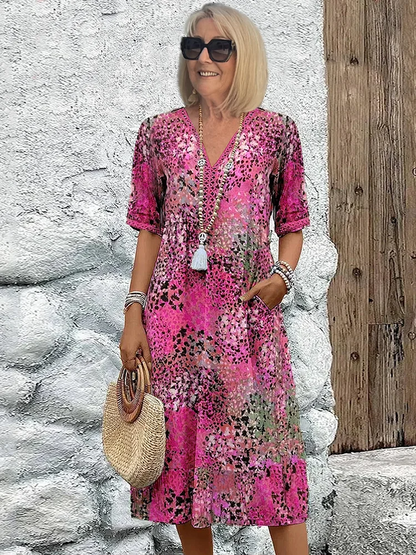 Weiches Sommer Midikleid mit V-Ausschnitt für Damen