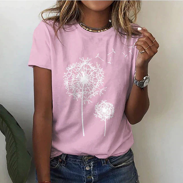 Weiches Damen Sommer T-Shirt mit Rundhalsausschnitt und kurzen Ärmeln