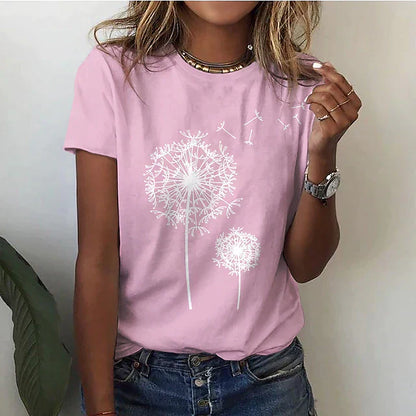 Weiches Damen Sommer T-Shirt mit Rundhalsausschnitt und kurzen Ärmeln