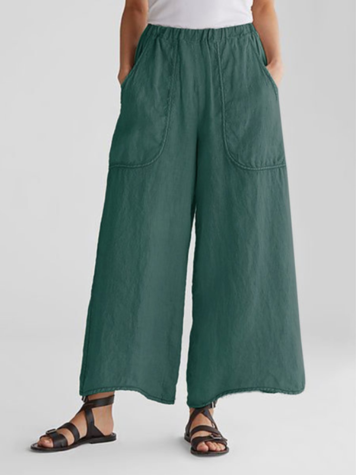 Bequeme Weite Leinenhose mit großen Taschen – Laura