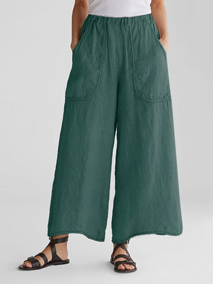 Bequeme Weite Leinenhose mit großen Taschen – Laura