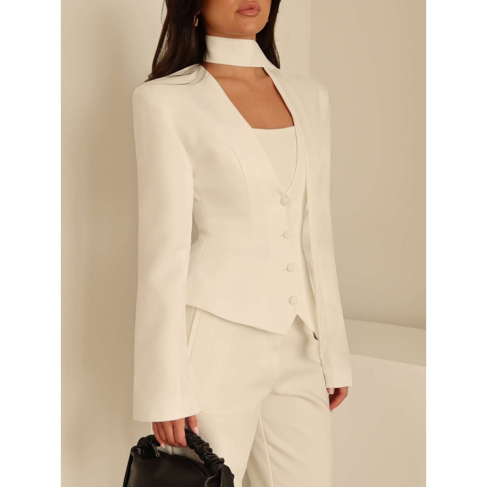 Langärmlige Blazerjacke mit Schal für Damen - Rosella