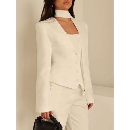 Langärmlige Blazerjacke mit Schal für Damen - Rosella