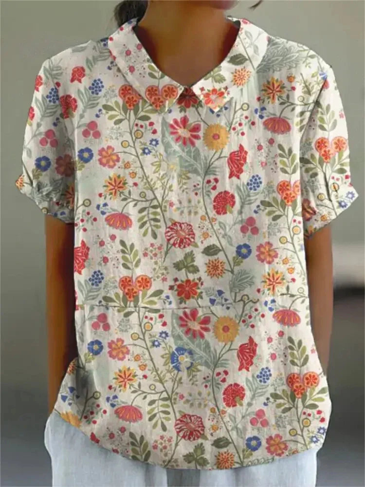 Lässige Damen Bluse mit Vintage Blumenmuster für den Sommer