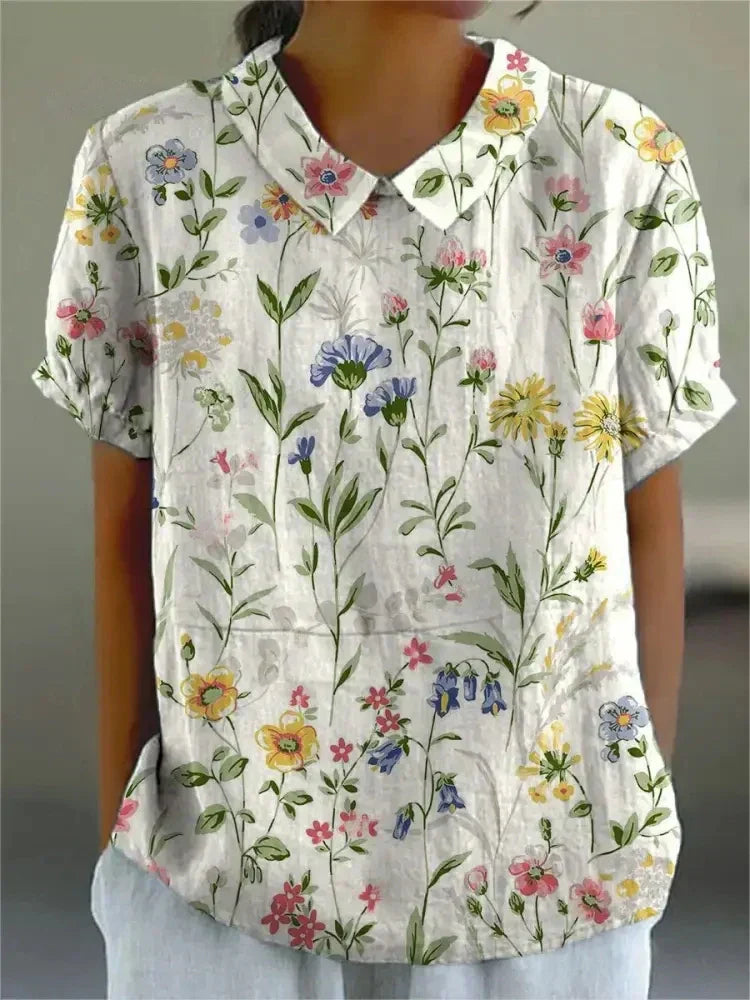 Lässige Damen Bluse mit Vintage Blumenmuster für den Sommer