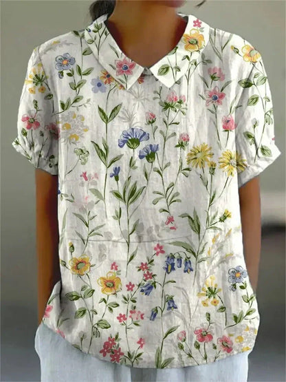 Lässige Damen Bluse mit Vintage Blumenmuster für den Sommer
