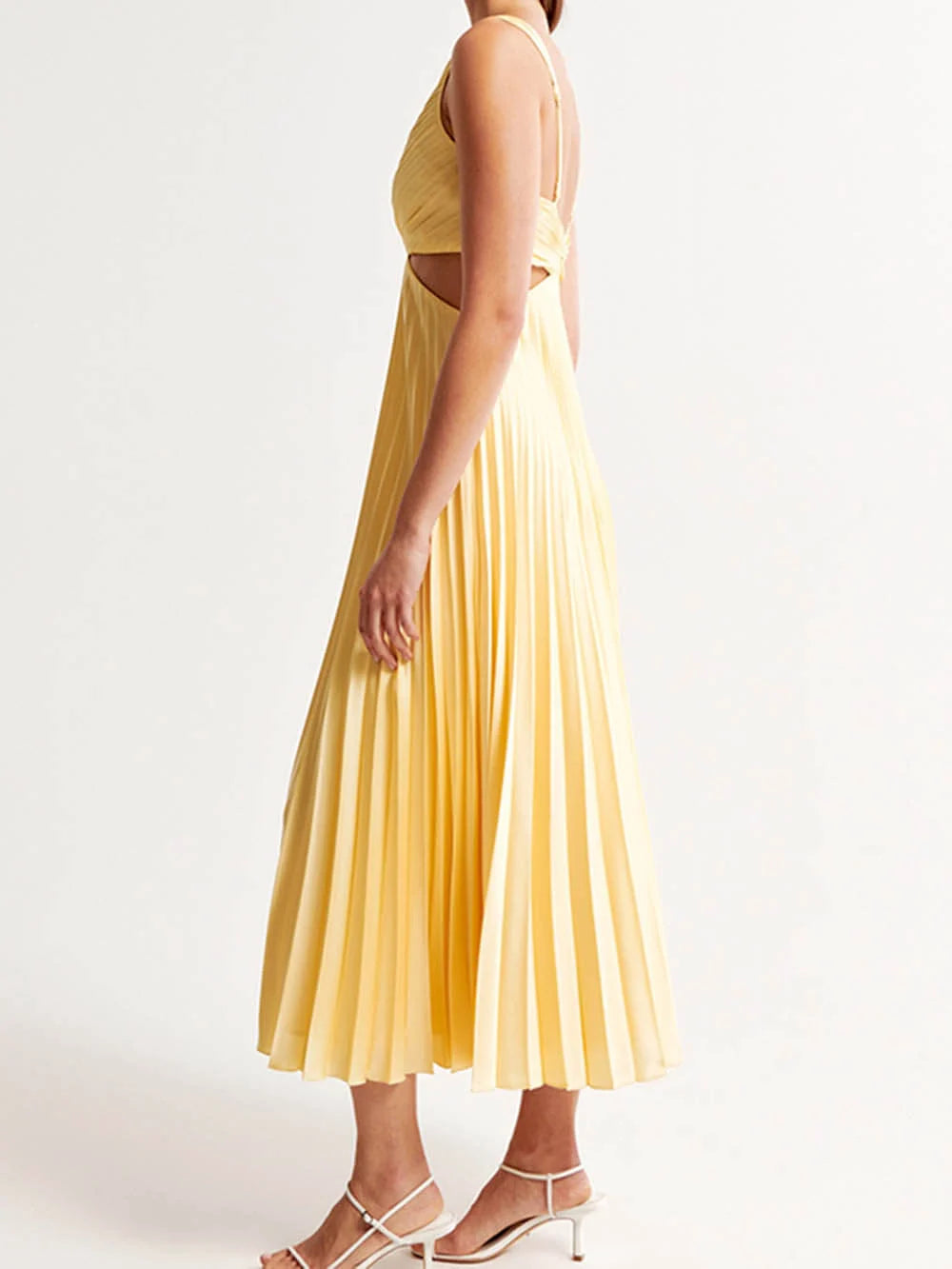 Elegantes Damen Plissee Midikleid für Abendanlässe